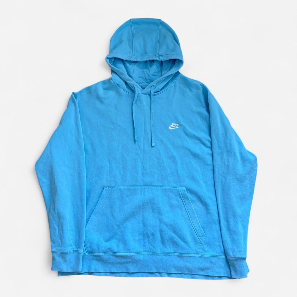 Vintage Nike Embroidered Logo Blue Hoodie Mens XXL Pullover Sweatshirt